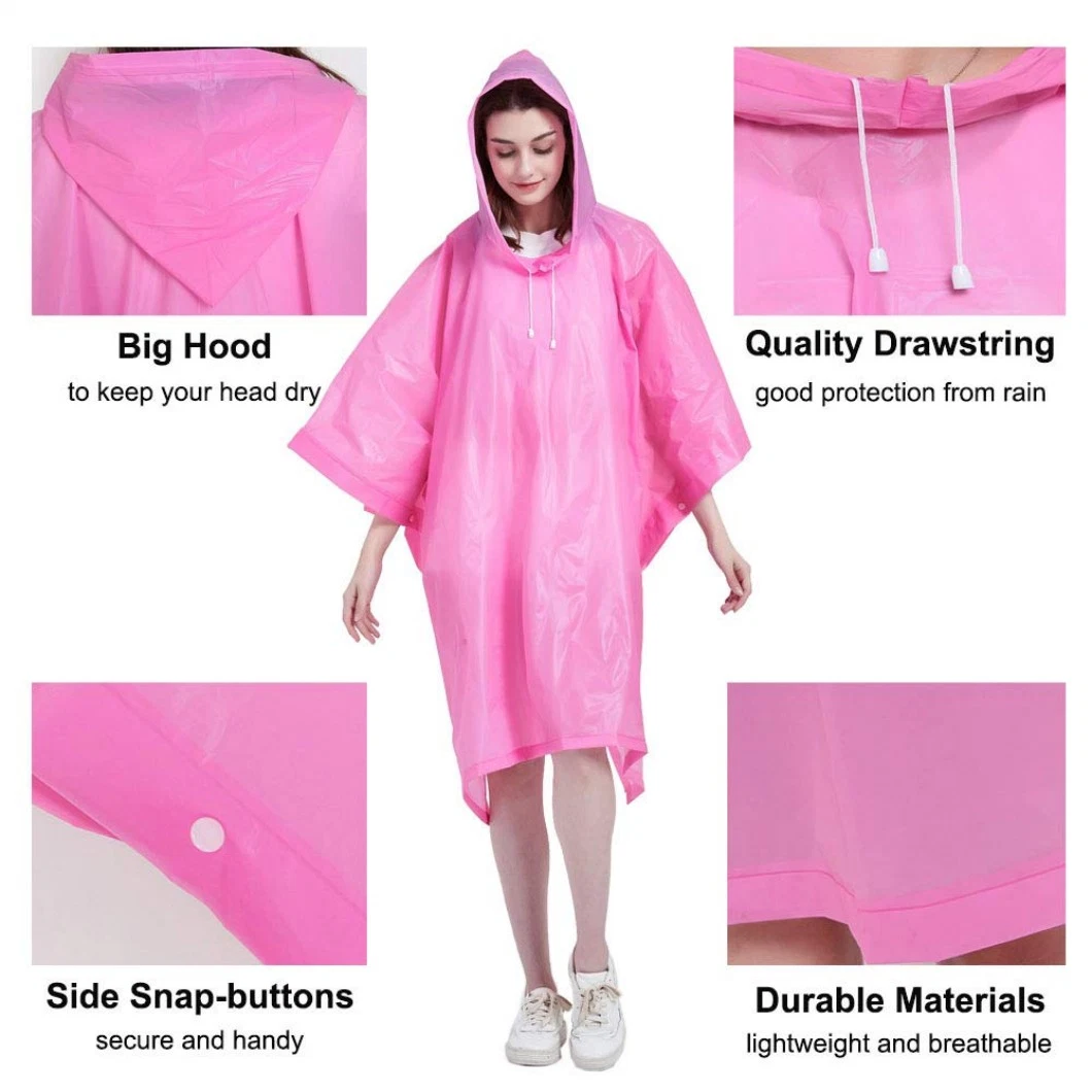 Cheap Outdoor Transparent Disposable Waterproof EVA Rainwear Adult Raincoat Rain Poncho