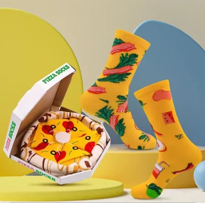 Regalo per pizza da donna dal design unico Calzini colorati per l'equipaggio Calzini novità Calzini moda per donna per donne d'élite