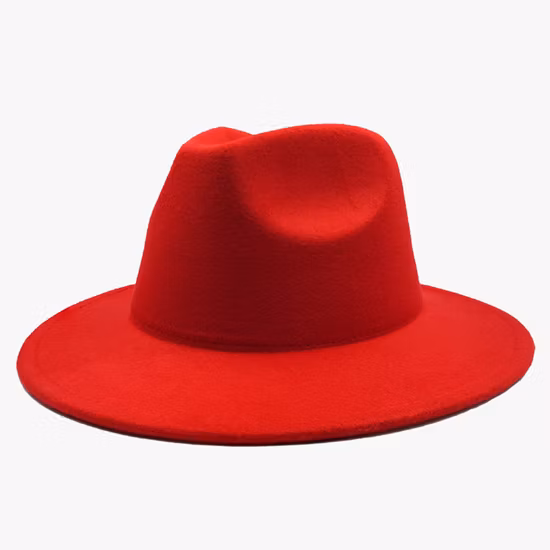 Cappelli Fedora a tesa larga in feltro di poliestere moda all'ingrosso su misura in lana