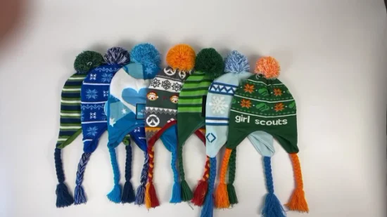 Cappelli beanie con paraorecchie in jersey lavorati a maglia per bambini personalizzati in fabbrica