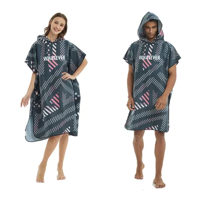 Poncho da surf per asciugamano con cappuccio in microfibra assorbente con logo personalizzato personalizzato